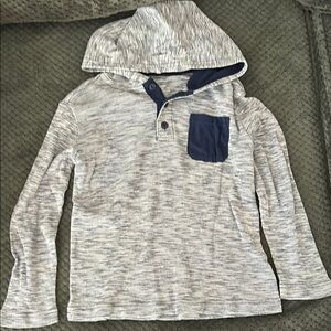 Kids Grey Hooded Shirt with Navy Pocket